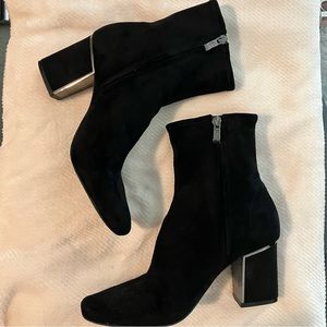DKNY Cavale Black Suede Ankle Booties